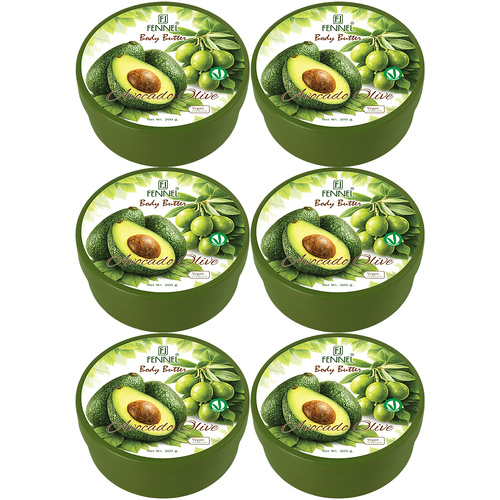 Fennel Avocado Olive Body Butter 200g Vegan Moisturising Skin Cream Bundle Of 6