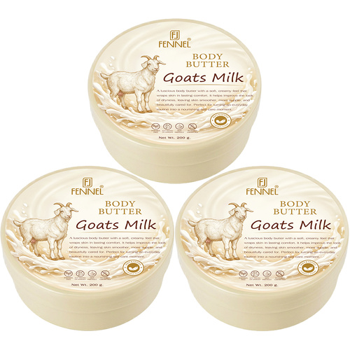 Fennel Goats Milk Body Butter 200g Moisturising Hydrating Skin Cream Bundle Of 3