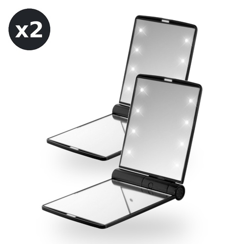 Flo LED Compact Mirror Black Pack of 2
