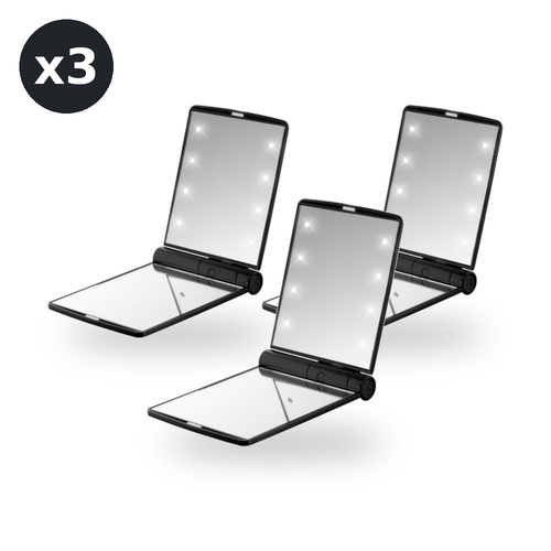Flo LED Compact Mirror Black Pack of 3