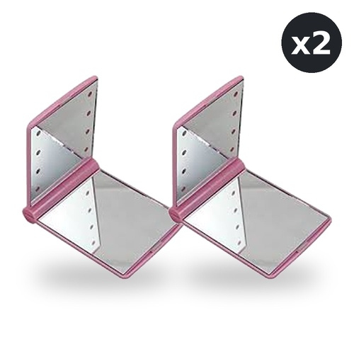 Flo LED Compact Mirror Pink Pack of 2