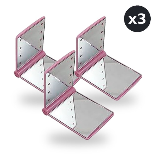 Flo LED Compact Mirror Pink Pack of 3