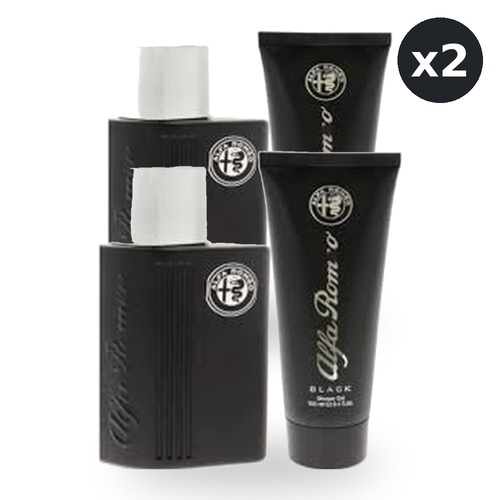Alfa Romeo Black 2 Piece Set - Eau De Toilette EDT 125ml Spray + Shower Gel 90ml Pack of 2