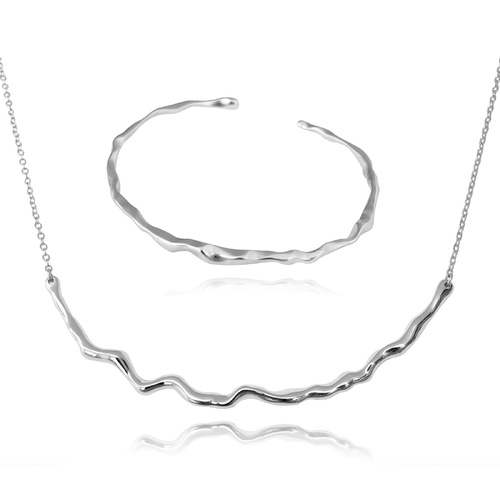 Culturesse Be The Flow Necklace & Bangle Gift Set (Silver)