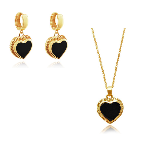 Culturesse Esmeray Earrings & Fabienne Necklace Black Onyx Gift Set 
