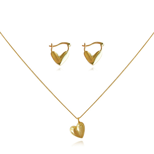 Culturesse Femi Earrings & Kindred Heart Necklace Gift Set (Gold)