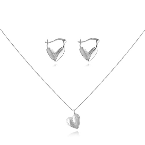 Culturesse Femi Earrings & Kindred Heart Necklace Gift Set (Silver)