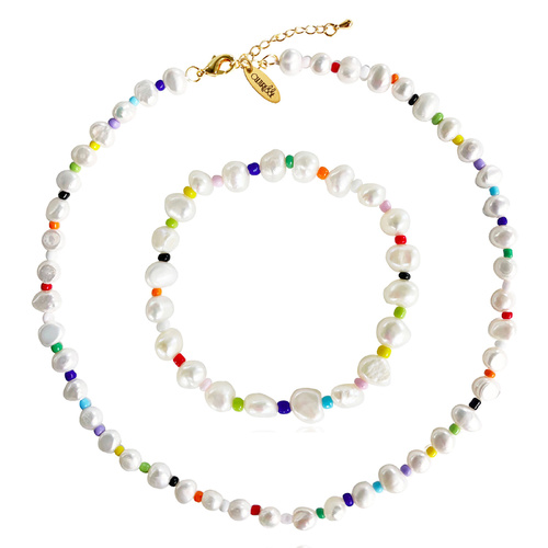 Culturesse Loxie Freshwater Pearl Necklace & Bracelet Gift Set 