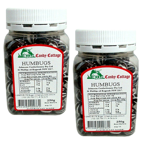 Candy Cottage Humbugs Old Fashioned Lollies Sweets 2 x 250g Pack