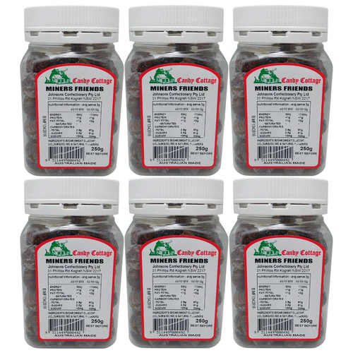 Candy Cottage Miners Friends 6 x 250g Old Style Lollies Set Ausstralian
