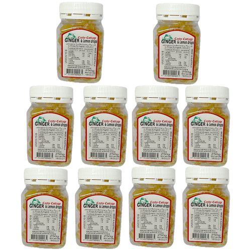 Candy Cottage 10 x Ginger & Lemon 250gm Old Fashioned Lollies Sweets Bulk Pack 