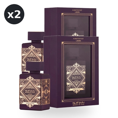 Lattafa Bade'e Al Oud Amethyst for Women Eau De Parfum EDP 100ml Pack of 2