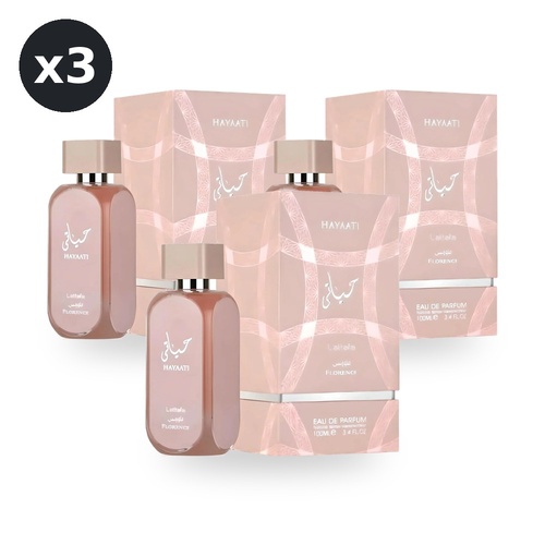 Lattafa Hayaati Florence for Women Eau De Parfum EDP 100ml Pack of 3