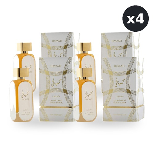 Lattafa Hayaati Gold Elixir Unisex Eau De Parfum EDP 100ml Pack of 4
