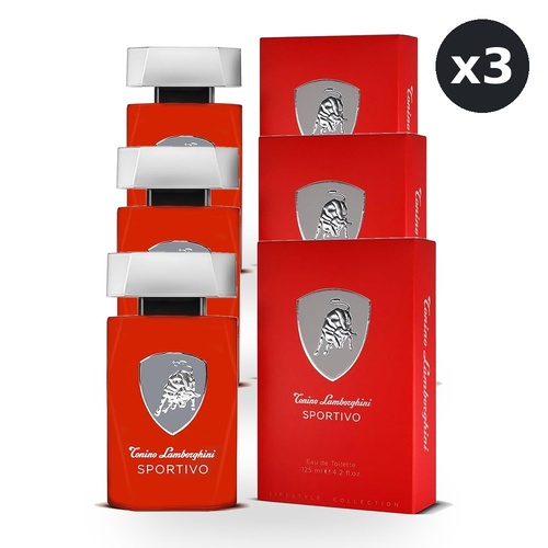 Lamborghini Sportivo Eau De Toilette EDT 125ml Spray Pack of 3
