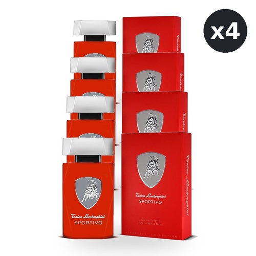 Lamborghini Sportivo Eau De Toilette EDT 125ml Spray Pack of 4