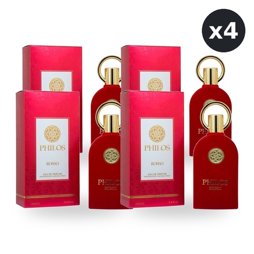 Maison Alhambra Philos Rosso Unisex Eau De Parfum EDP 100ml Ae Pack of 4