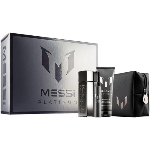 Messi Platinum 4 Piece Gift Set Eau De Parfum EDP 100ml Body Wash 250ml Eau De Parfum EDP 10ml