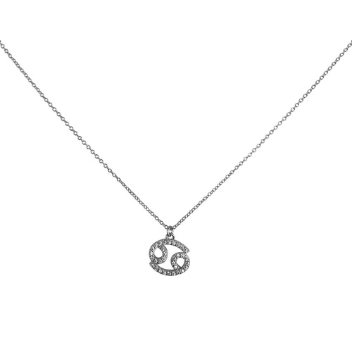 Culturesse Cancer Diamante Pendant Necklace (Silver)