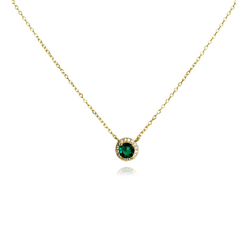 Culturesse Khloe Diamante Zircon Pendant Necklace (Gold)