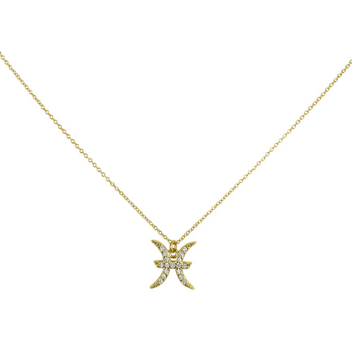 Culturesse Pisces Diamante Pendant Necklace (Gold)