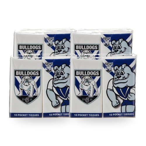 NRL Mascot Pocket Tissues 4 Pack - Bulldogs x 4