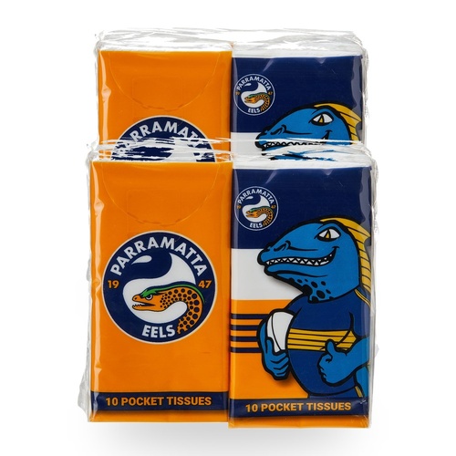 NRL Mascot Pocket Tissues 4 Pack - Eels x 2