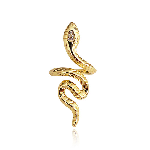 Culturesse Blythia Sculptural Serpent Open Ring (Gold)