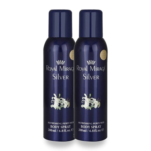 Royal Mirage 200ml Body Spray Silver Pack of 2