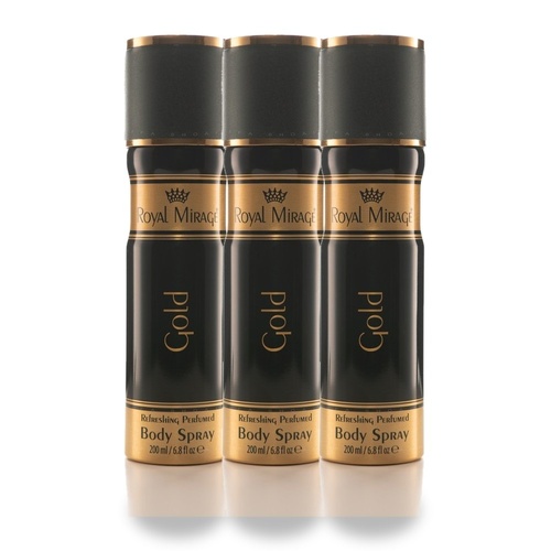 Royal Mirage 200ml Body Spray Gold Pack of 3