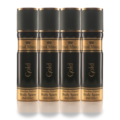 Royal Mirage 200ml Body Spray Gold Pack of 4