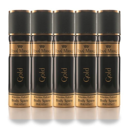 Royal Mirage 200ml Body Spray Gold Pack of 5