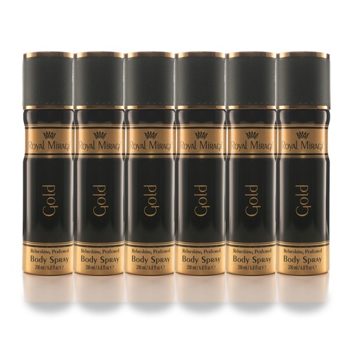 Royal Mirage 200ml Body Spray Gold Pack of 6