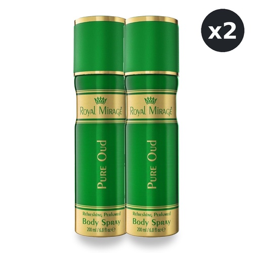 Royal Mirage 200ml Body Spray Pure Oud Pack of 2