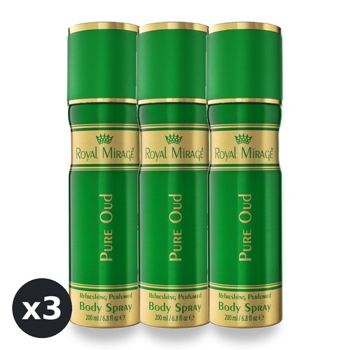 Royal Mirage 200ml Body Spray Pure Oud Pack of 3