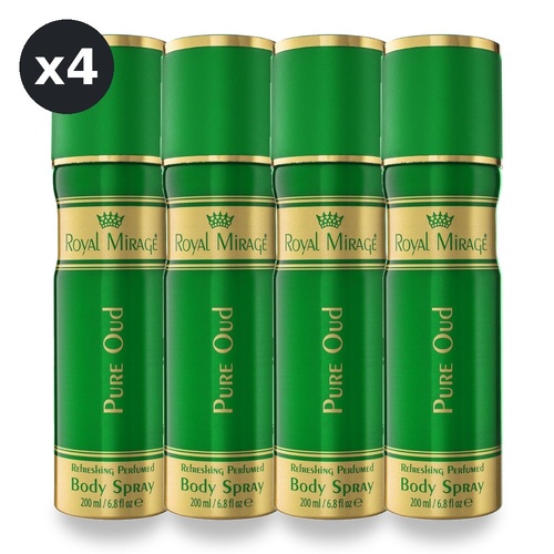Royal Mirage 200ml Body Spray Pure Oud Pack of 4