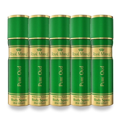 Royal Mirage 200ml Body Spray Pure Oud Pack of 5