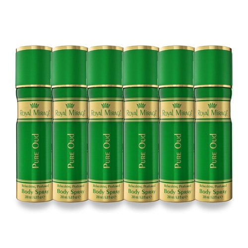 Royal Mirage 200ml Body Spray Pure Oud Pack of 6