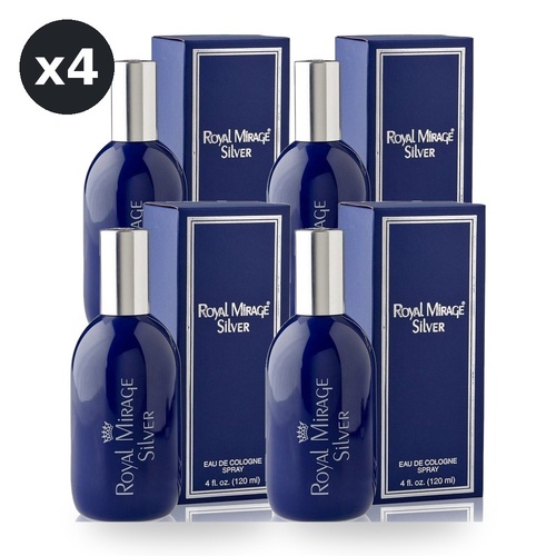 Royal Mirage 120ml Eau De Cologne EDC Spray Silver Pack of 4
