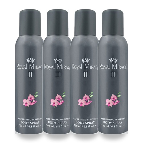 Royal Mirage 200ml Body Spray II Pack of 4
