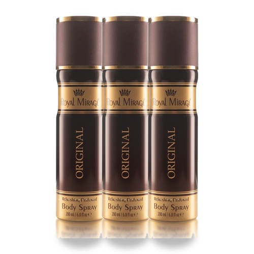 Royal Mirage 200ml Body Spray Original Pack of 3