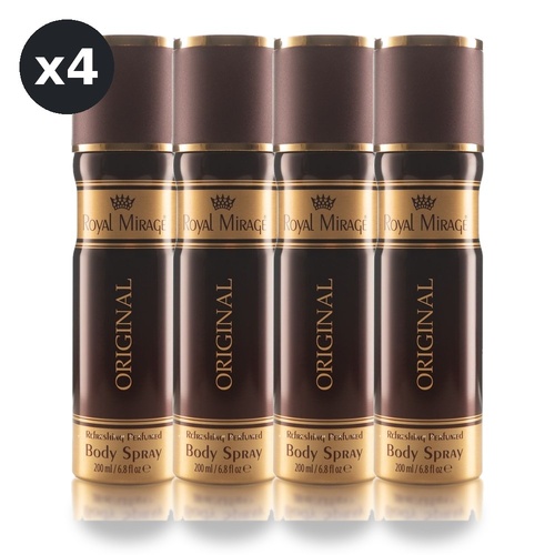 Royal Mirage 200ml Body Spray Original Pack of 4