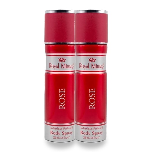 Royal Mirage 200ml Body Spray Rose Pack of 2