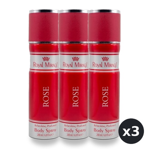 Royal Mirage 200ml Body Spray Rose Pack of 3