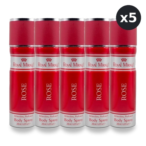 Royal Mirage 200ml Body Spray Rose Pack of 5