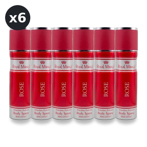Royal Mirage 200ml Body Spray Rose Pack of 6