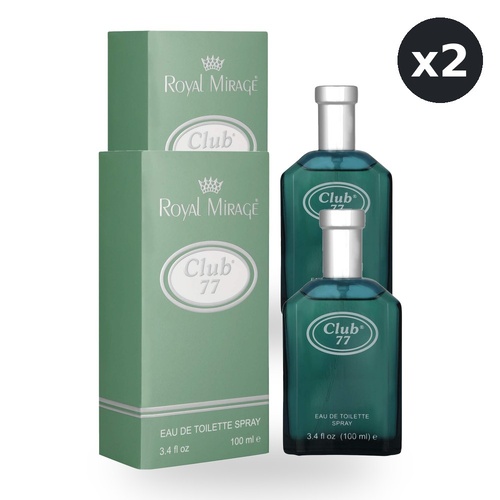 Royal Mirage 100ml Eau De Toilette EDT Spray Club 77 Pack of 2