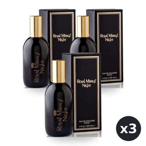 Royal Mirage 120ml Eau De Cologne EDC Spray Night Pack of 3