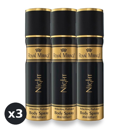 Royal Mirage 200ml Body Spray Night Pack of 3