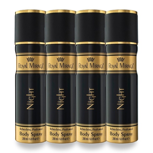 Royal Mirage 200ml Body Spray Night Pack of 4